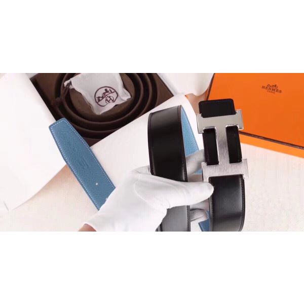 HERM H Belt Buckle & Blue Clemence 32 MM Strap